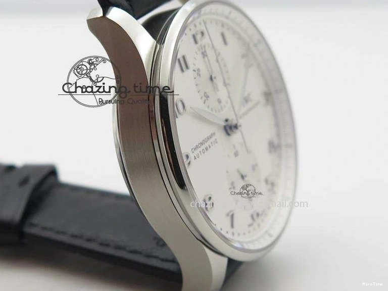 MIROTIME 0401 Casual Portuguese IW371405 ZF 1:1 Best Edition SS White Dial Silver Markers On Black Leather Strap A 7305